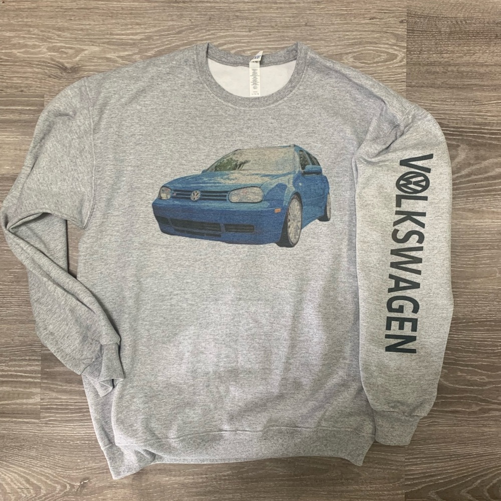 Volkswagen Unisex Size Large Crewneck Sweater Blue Car